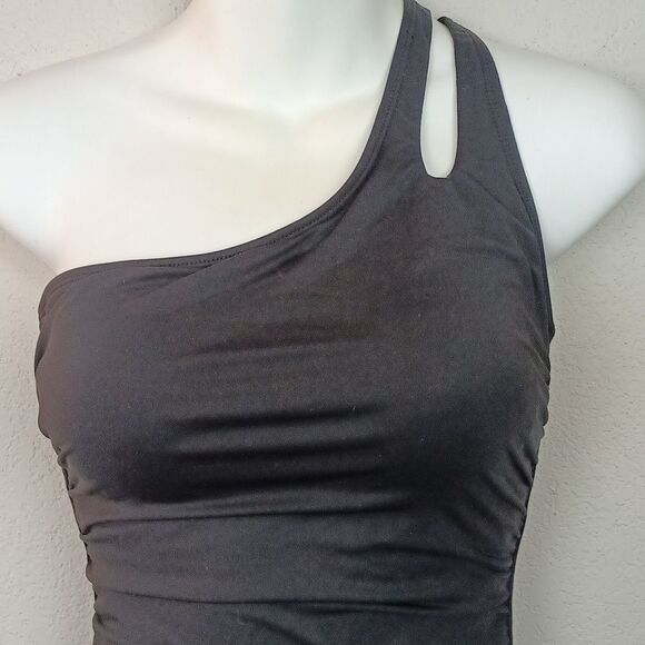 Holipick Women Elegant Black One-Shoulder One Piece Tummy Control Swimsuit sz S - Picture 3 of 10